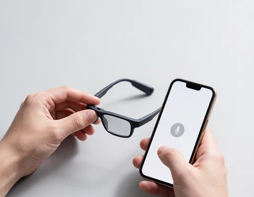 Hands guiding smart glasses usage with a smartphone
