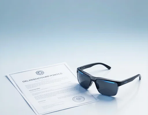 Smart glasses next to a government regulation document