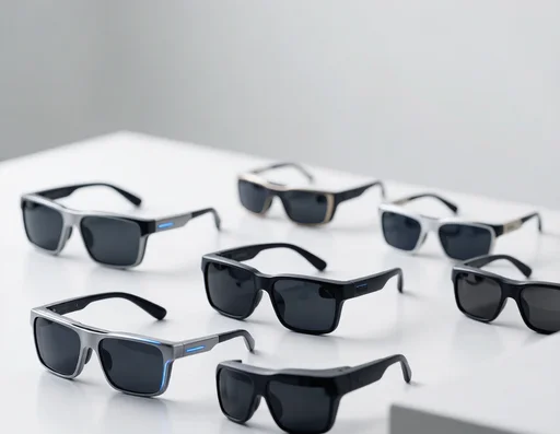 Multiple pairs of smart glasses on a table showing growing popularity