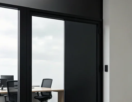 Smart glass panel installation in an office window