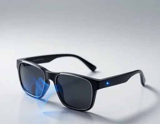 Ray ban smart glasses playing music with sound wave visualization