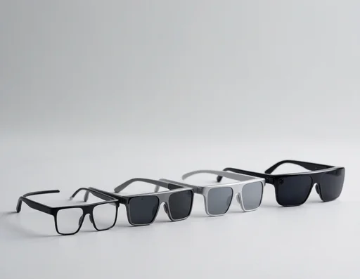 Different smart glasses price tiers from budget to premium arranged in a row