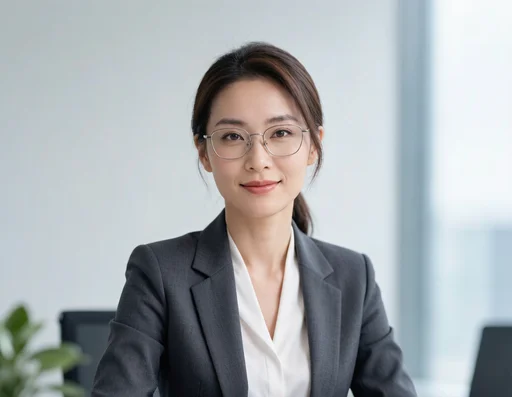 Professional woman with glasses in a meeting
