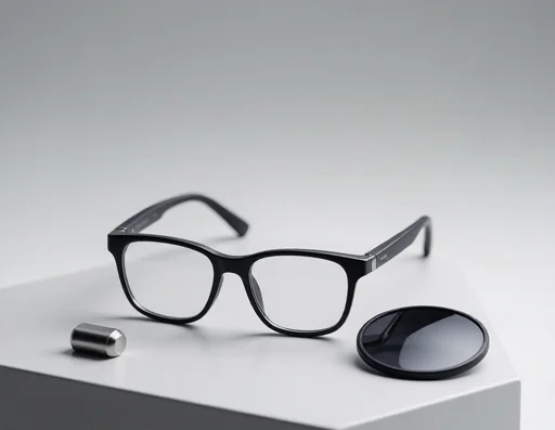 Smart glasses with interchangeable prescription lenses on a display