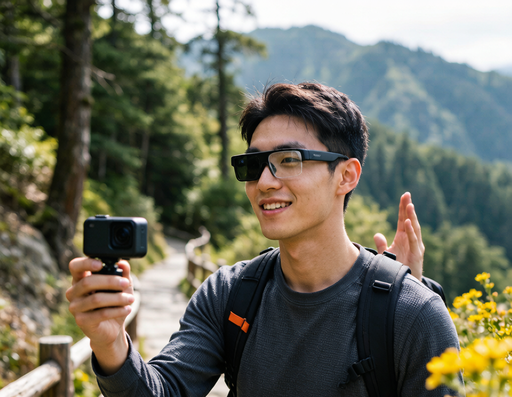 hands-free photo capture with smart glasses hiking