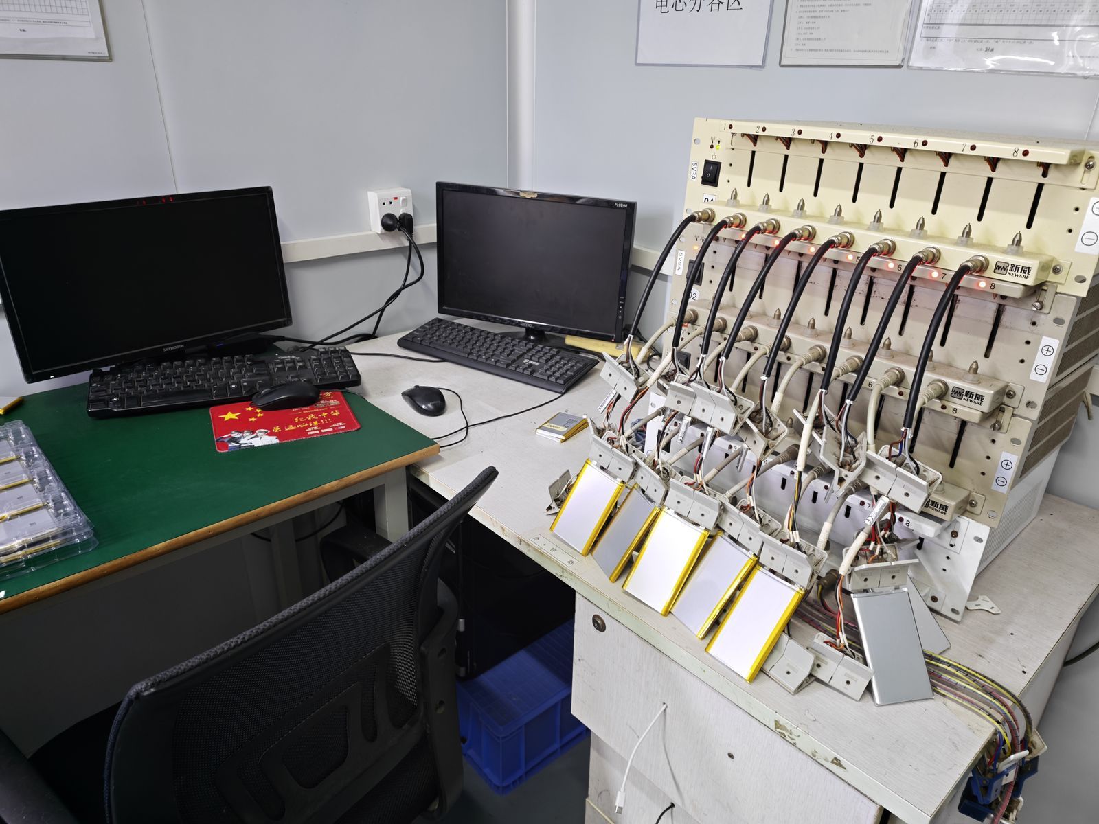 Battery cell charge and discharge aging test rig at YHR Technology