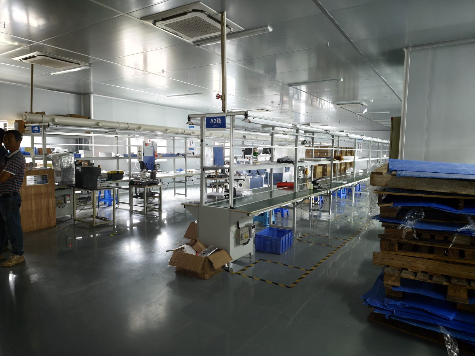 Conveyor production line at YHR Technology factory in Dongguan